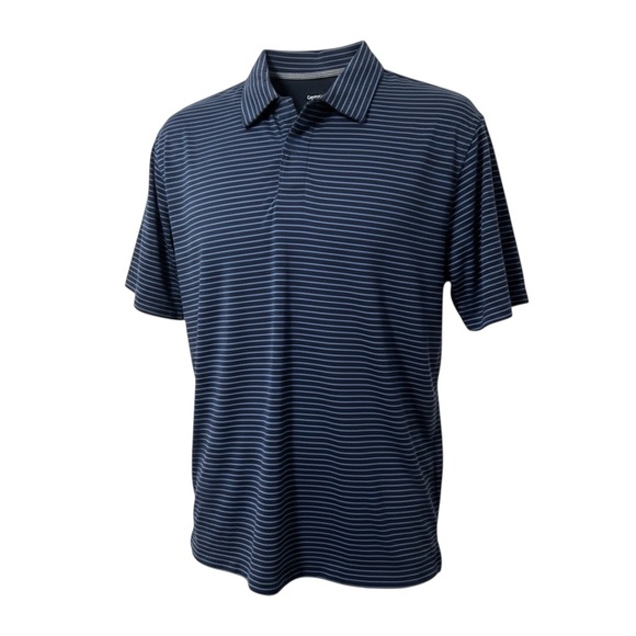 George Other - George Men’s Striped Polo Tee Collared Short Sleeved Shirt Blue Stripes Medium